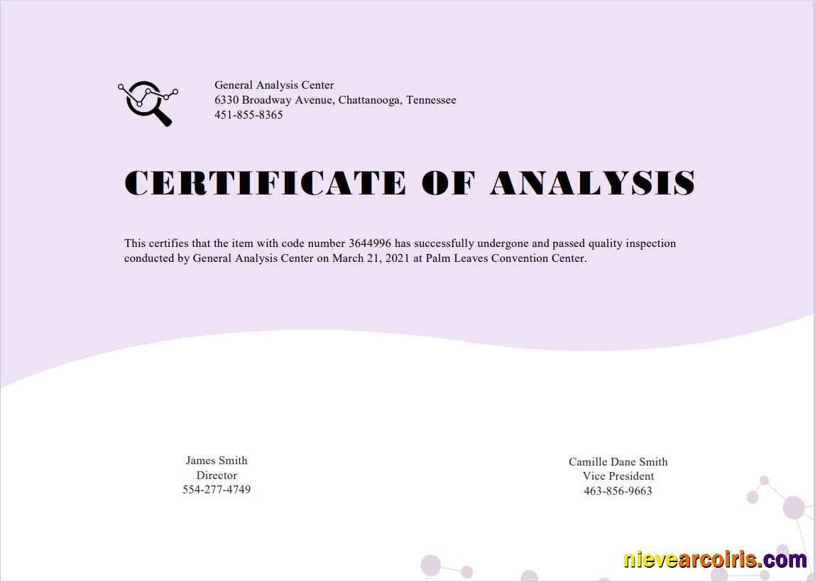 USA General Analysis certificate